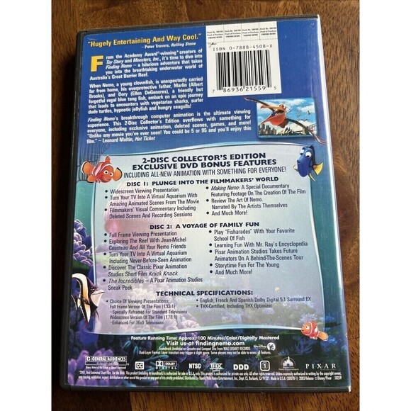 Finding Nemo (DVD, 2003, 2-Disc Set) - Picture 2 of 6